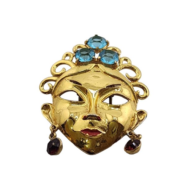 Vintage Unsigned Lady Face Mask Fur Clip (A3866) - Picture 1 of 7